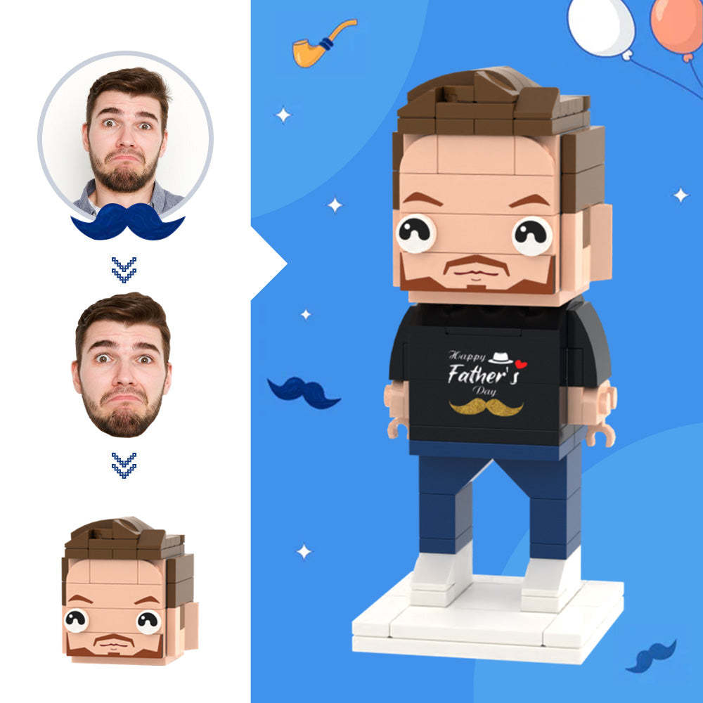Gifts for Dad Custom Head Brick Figures Happy Father's Day Brick Figures Small Particle Block Toy - Get Photo Blanket