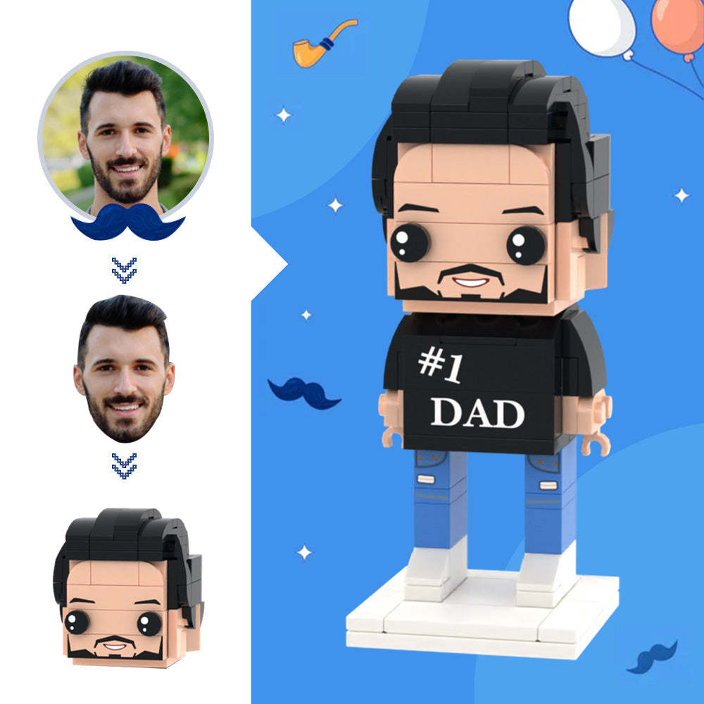 Gifts for Dad Custom Head Brick Figures NO.1 Dad Brick Figures Small Particle Block Toy - Get Photo Blanket