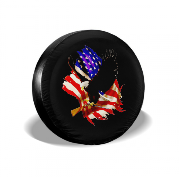 American Eagle&Broken U.S. Flag Spare Tire Cover For RV - MyFaceTshirt