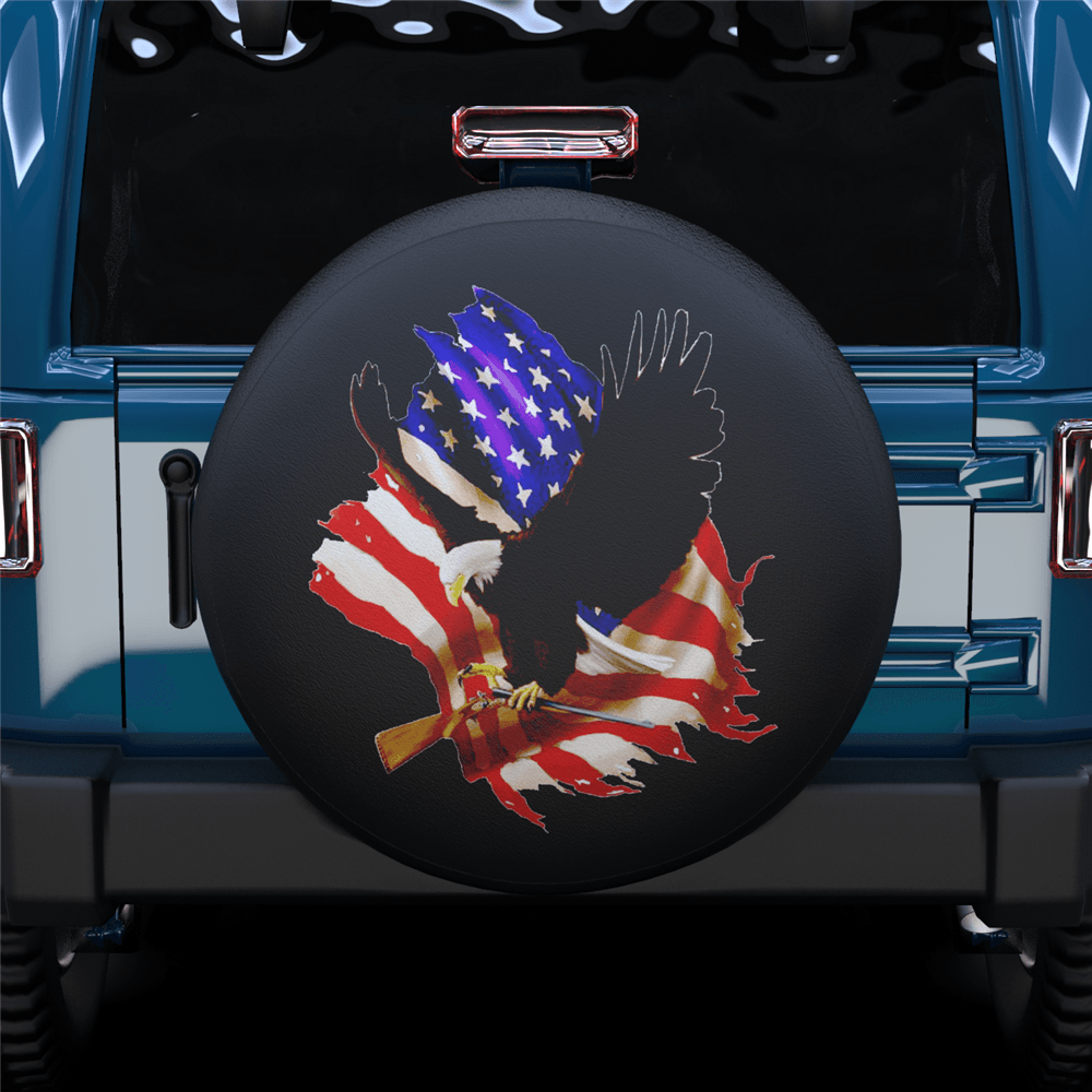 American Eagle&Broken U.S. Flag Spare Tire Cover For RV - MyFaceTshirt