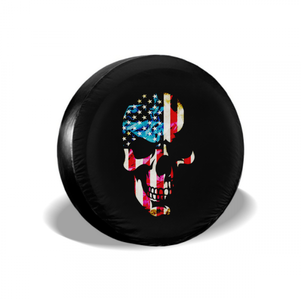 American Flag Skull Spare Tire Cover - MyFaceTshirt