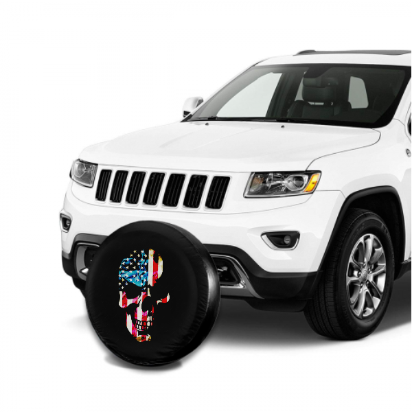 American Flag Skull Spare Tire Cover - MyFaceTshirt