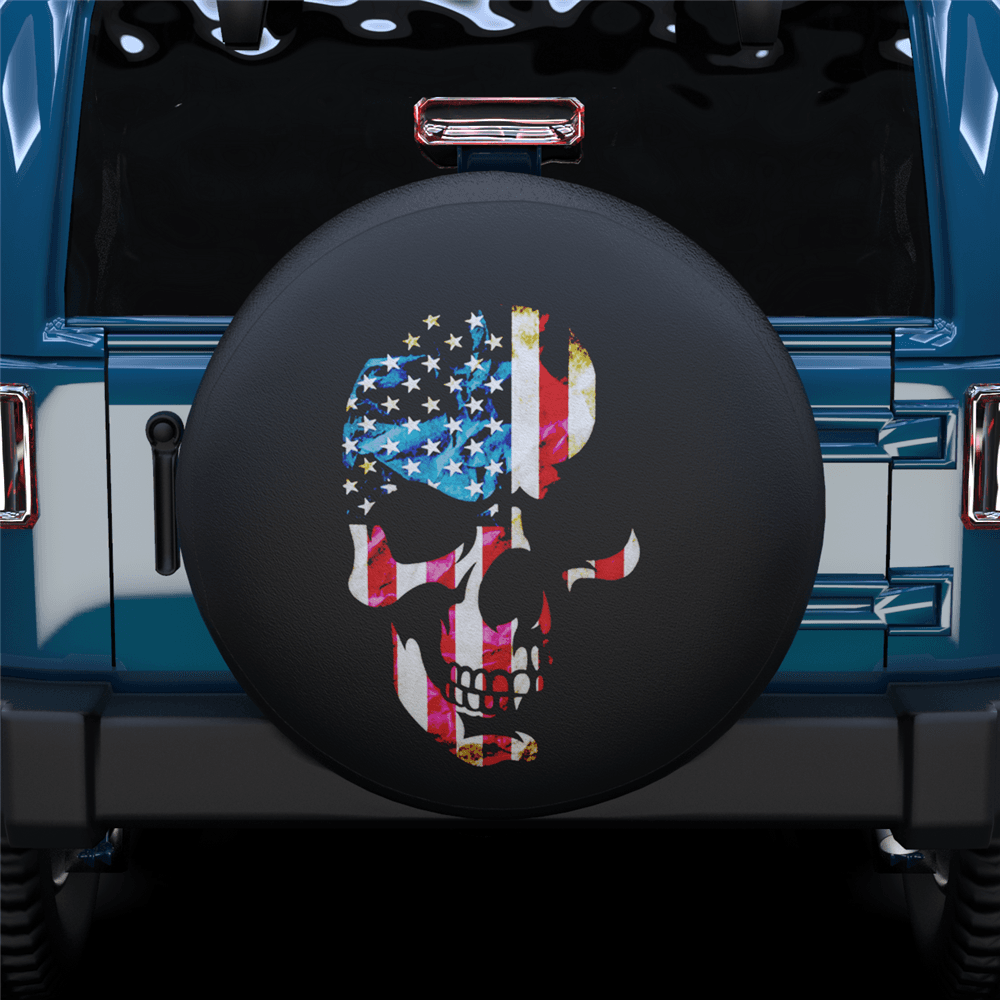 American Flag Skull Spare Tire Cover - MyFaceTshirt