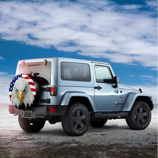 White Head Eagle American Flag Spare Tire Cover For Jeep/RV/Camper/SUV - MyFaceTshirt