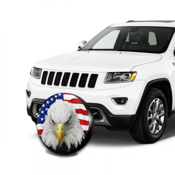 White Head Eagle American Flag Spare Tire Cover For Jeep/RV/Camper/SUV - MyFaceTshirt