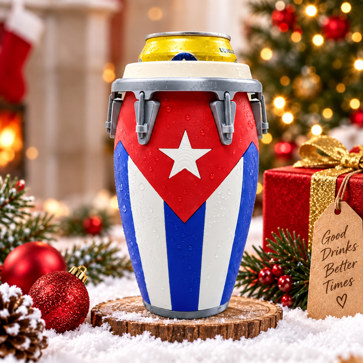 Custom 3D Printed Conga Style Can Holder Puerto Rican Flag Boricua Tumbler Caribbean Gift 12oz