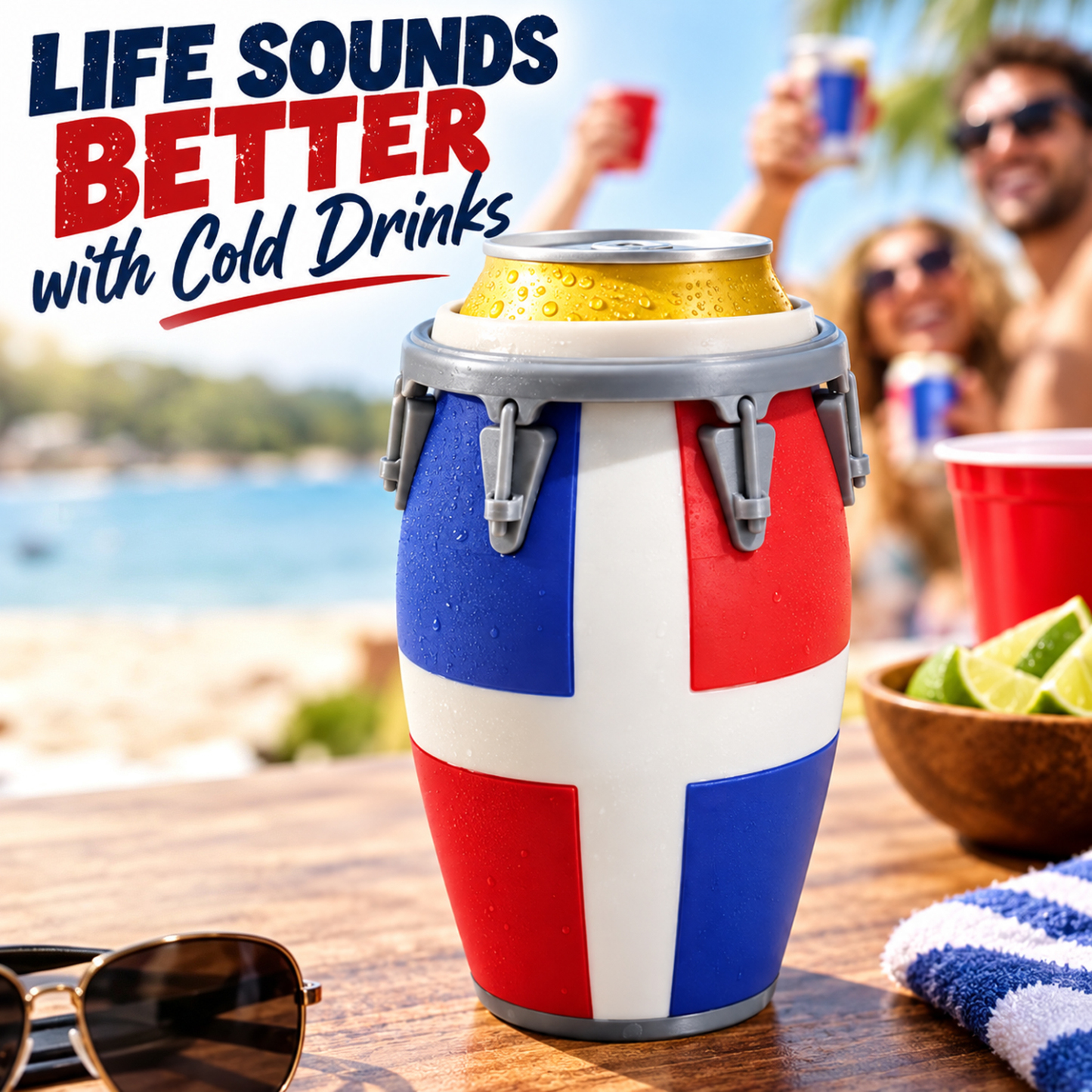 Custom 3D Printed Conga Style Can Holder Puerto Rican Flag Boricua Tumbler Caribbean Gift 12oz