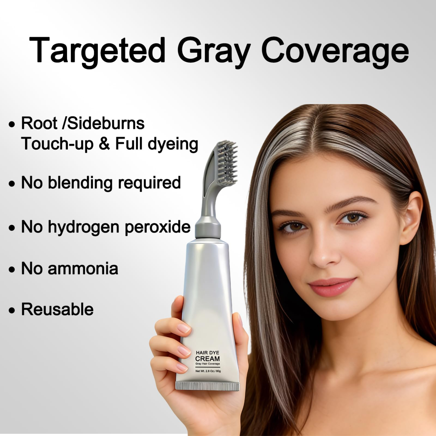Hair Dye Comb Root Touch Up, Ammonia Free Gray Coverage, Dark Brown | Natural Plant Extract Hair Color Cream with No Mix Formula,Suitable for Men & Women,Covers Gray Hair Without Bleaching, 2.8oz - Get Photo Blanket