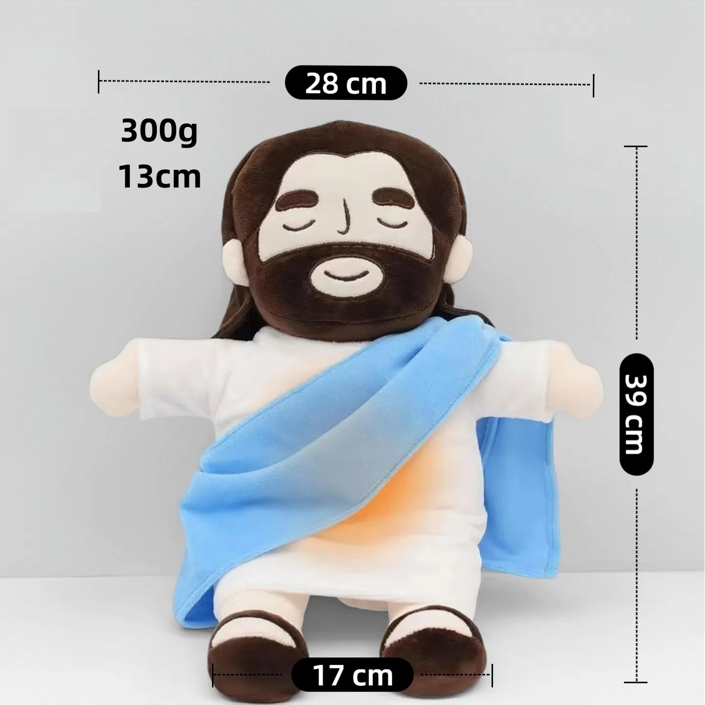 Breathing Plush Virgin Mary Doll 15" Soothing Guardian Angel with Light & Sound, Baptism Plushie Toy Gifts for Kids for Christening Religious Easter