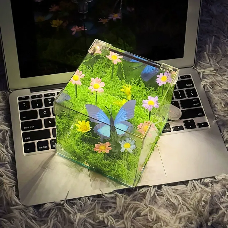 Butterfly Forest Night Light DIY Kit Handmade Ambient Bedroom Lamp, Romantic Gift for Girlfriend