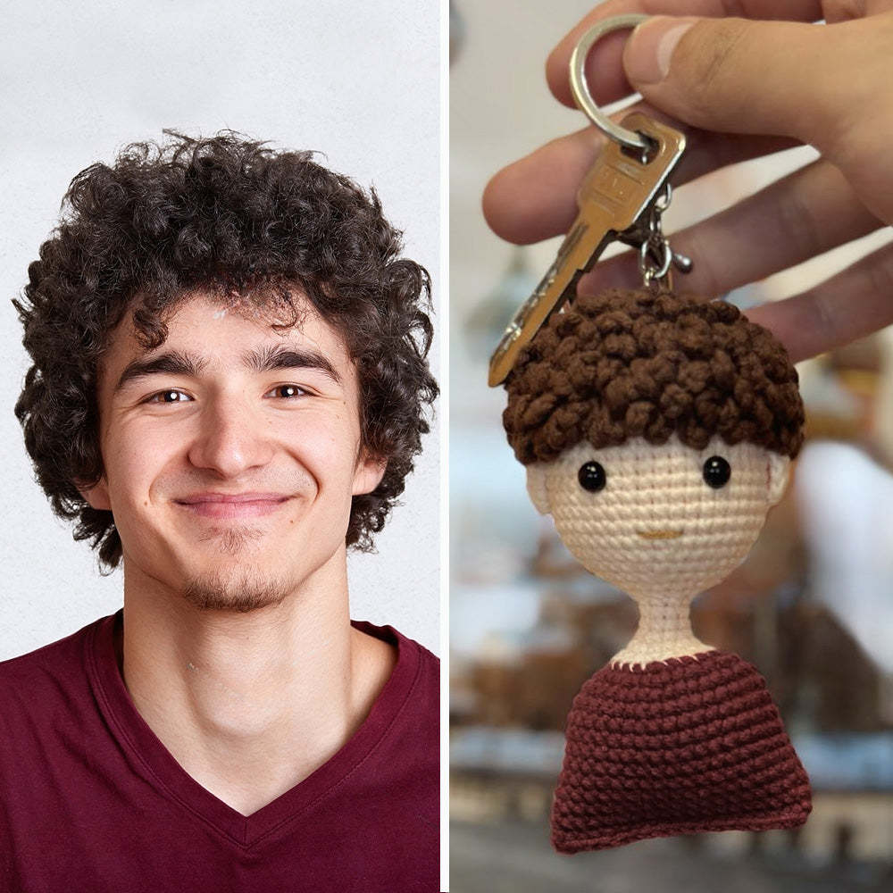 Custom Crochet Doll Keychain Personalized Gifts Handwoven Mini Dolls - Get Photo Blanket