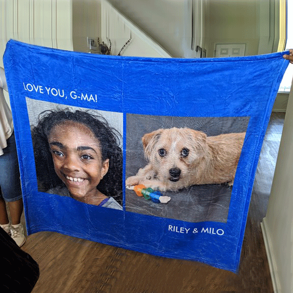 Custom Dog Blankets Personalized Pet Photo Blankets Custom Collage Blankets with 2 Photos