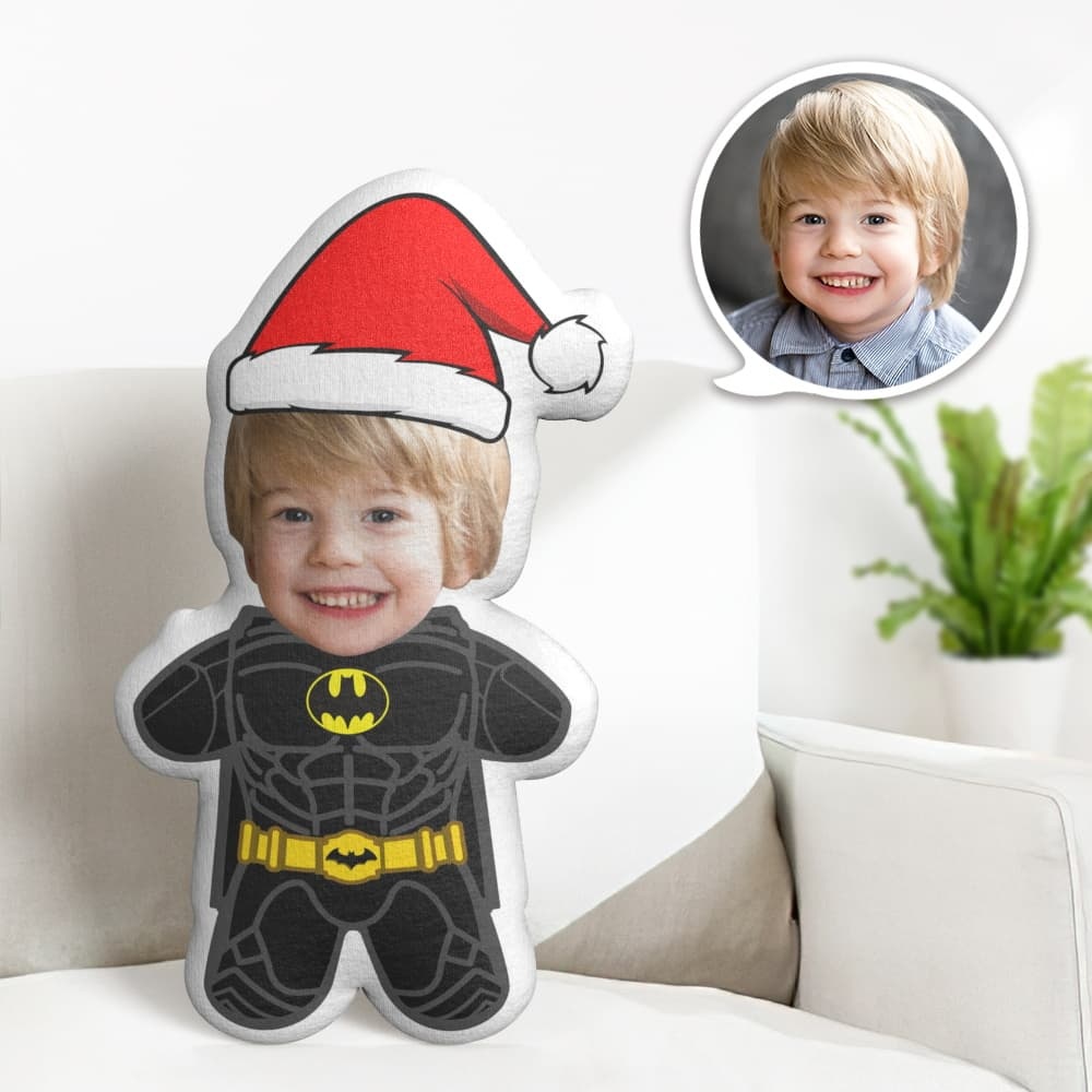 Christmas Gift Custom Batman Minime Throw Pillow Custom Face Gifts Personalized Photo Minime Pillow - Get Photo Blanket