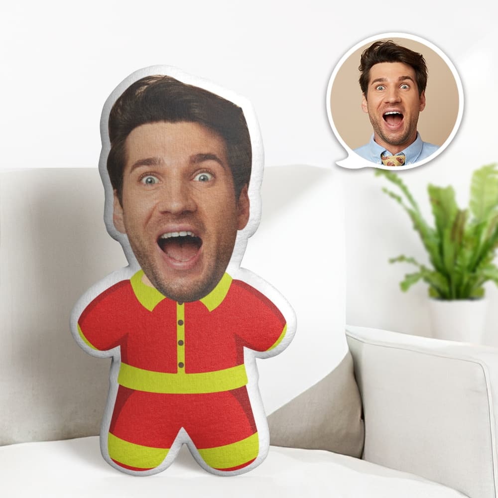 Cartoon Fireman Minime Throw Pillow Custom Face Pillow Personalized Minime Pillow Gifts - Get Photo Blanket
