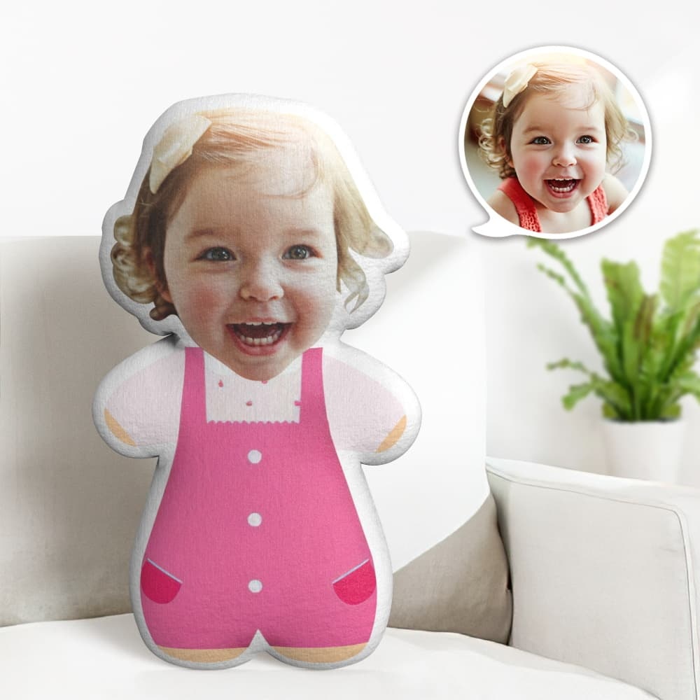 Custom Face Pillow Pink Strap Dress Minime Personalized Photo Minime Pillow Gifts - Get Photo Blanket