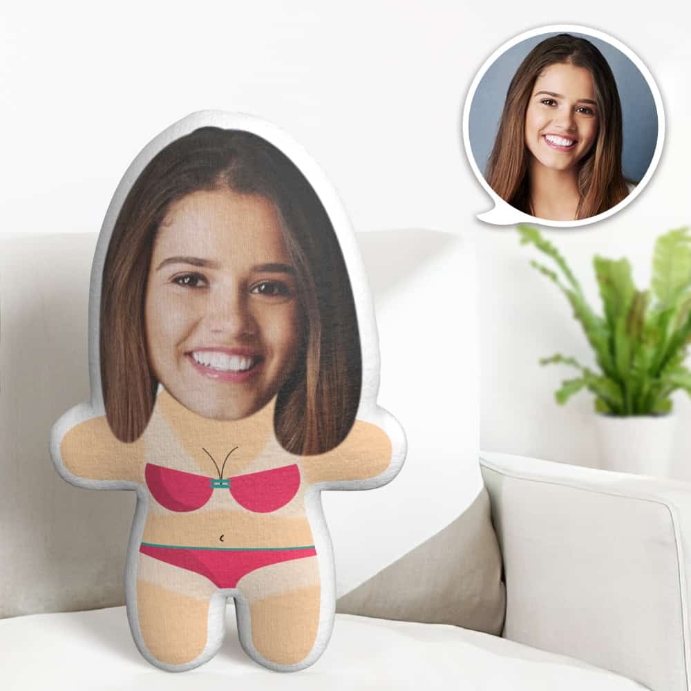 Sunburnt Woman Minime Throw Pillow Custom Face Pillow Personalized Cute Minime Pillow Gifts - Get Photo Blanket