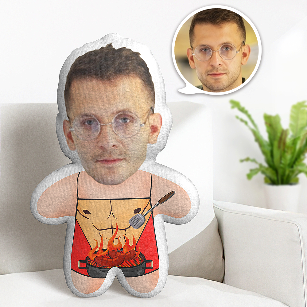 Fire Muscle Apron Minime Teddy Pillow Custom Face Personalized Photo Minime Doll