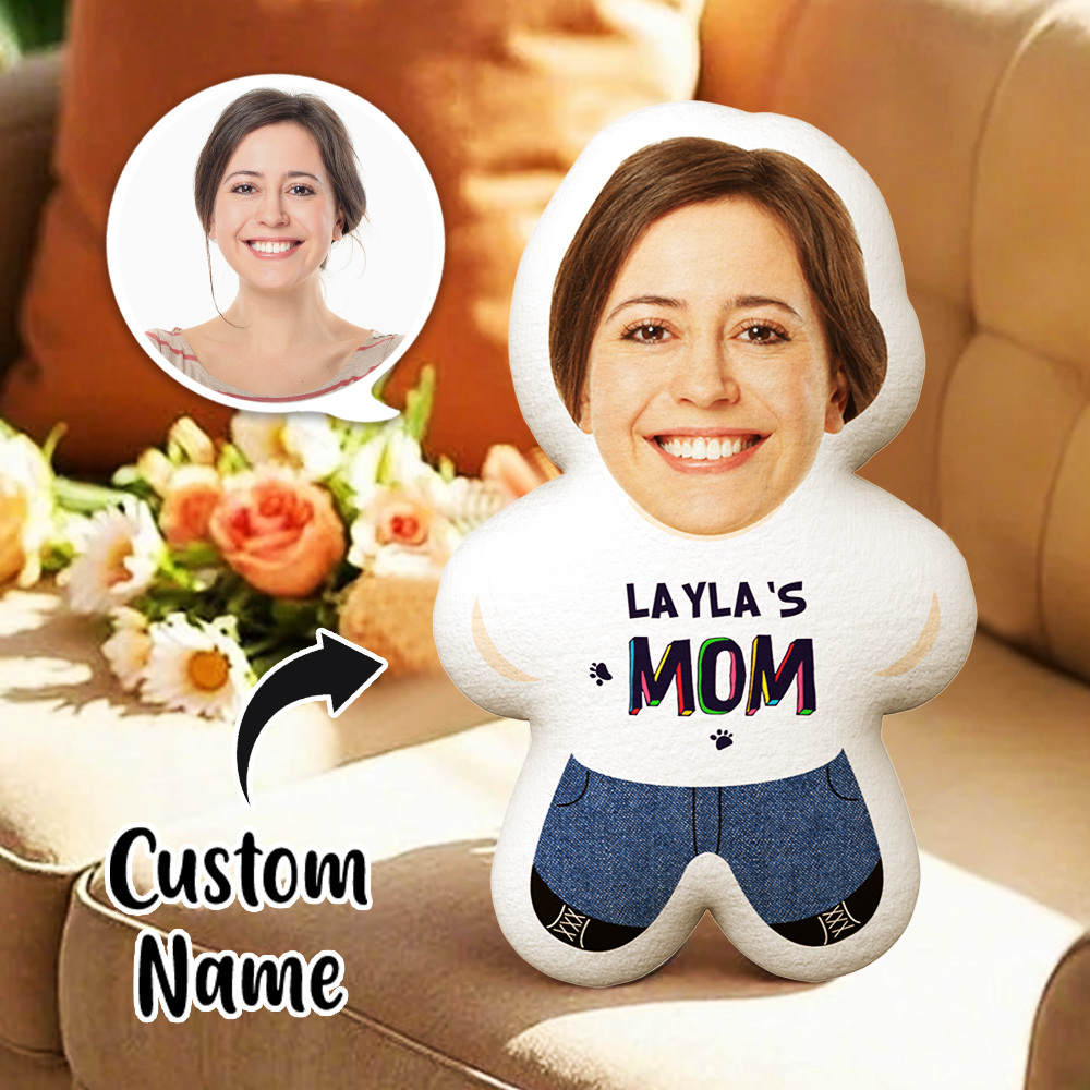Custom Face Minime Pillow Dog Mom Add Name Pillow Gifts for Mother