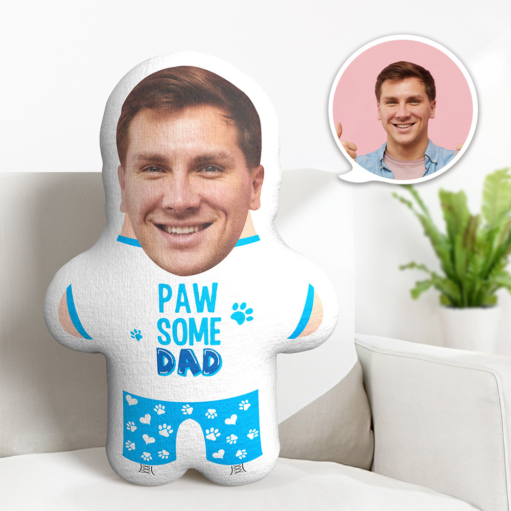 Custom Minime Pillow Pawsome Dad Dog Toy Face Pillow for Father's Day Novelty Gift