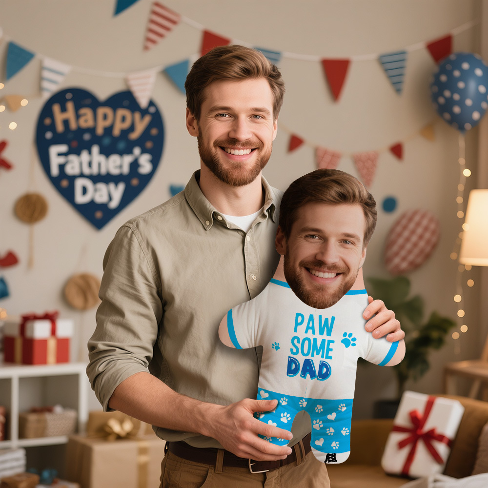 Custom Minime Pillow Pawsome Dad Dog Toy Face Pillow for Father's Day Novelty Gift