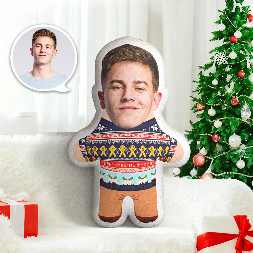 Christmas Jumper Merry Xmas Custom Face Photo Pillow Xmas MiniMe Pillow Christmas Gift - Get Photo Blanket