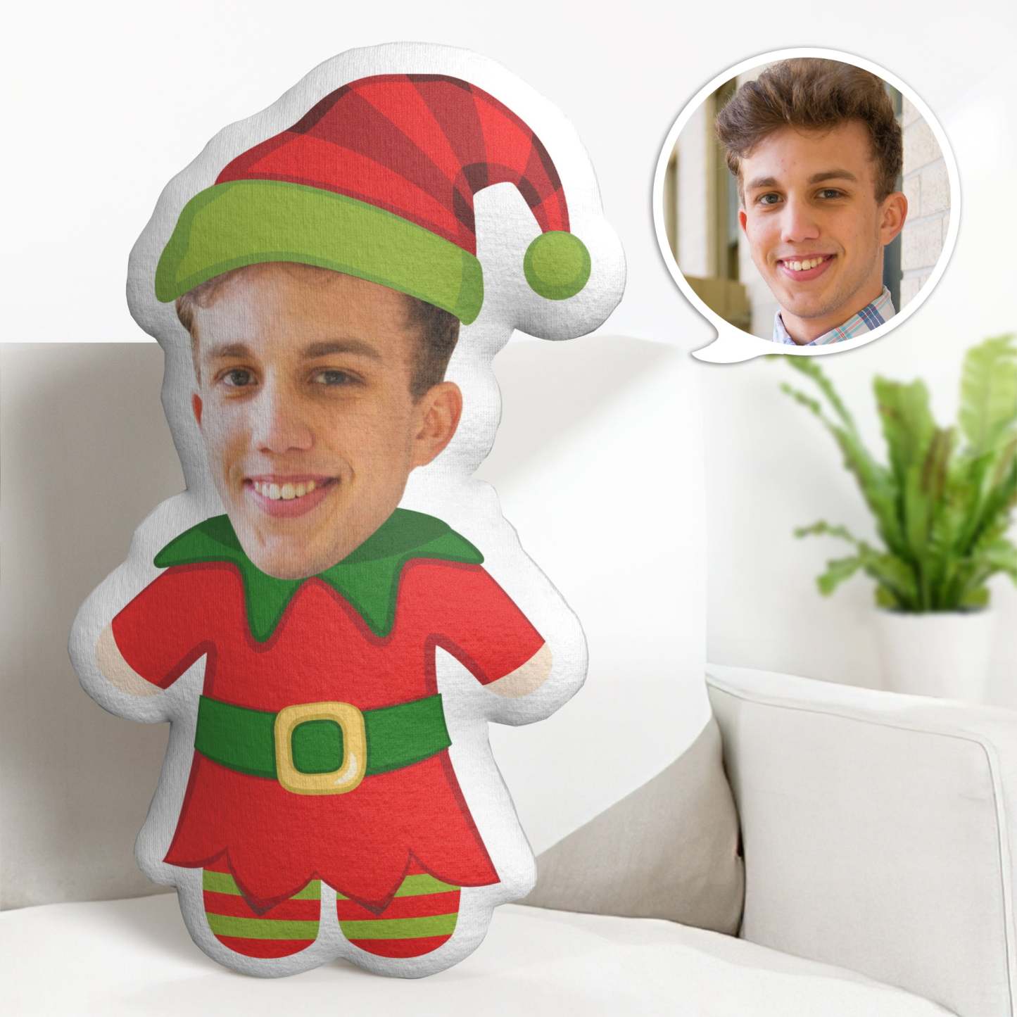 Custom Christmas Elf Minime Throw Pillow Personalized Minime Throw Pillow Gifts - Get Photo Blanket
