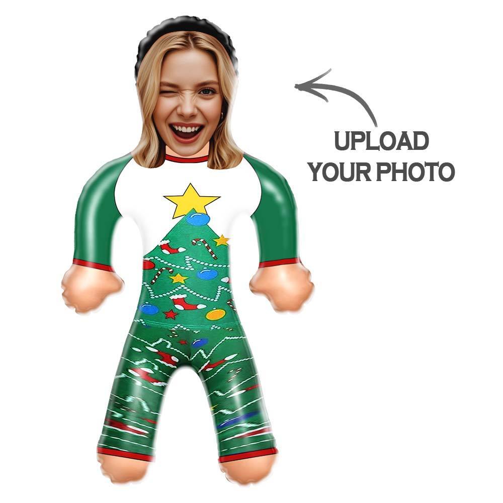 Custom Blow Up Doll Green Christmas Pyjama Set Air Minime Doll Funny Inflatable Christmas Gift - Get Photo Blanket