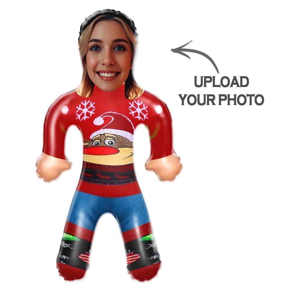 Custom Blow Up Doll Funny Inflatable Reindeer Christmas Jumpe Doll Face Air Minime Doll Christmas Gift - Get Photo Blanket