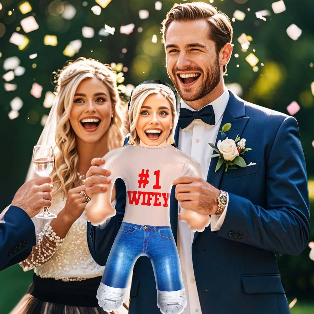 Personalized Air Minime #1 WIFEY Funny Inflatable Doll Custom Blow Up Dolls Gift For Wife - Get Photo Blanket