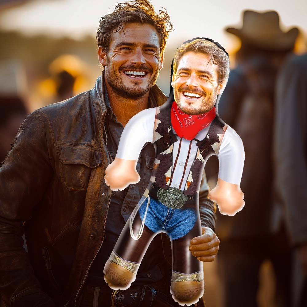 Personalized Cowboy Air Minime Blow Up Dolls Funny Gift For Him - Get Photo Blanket