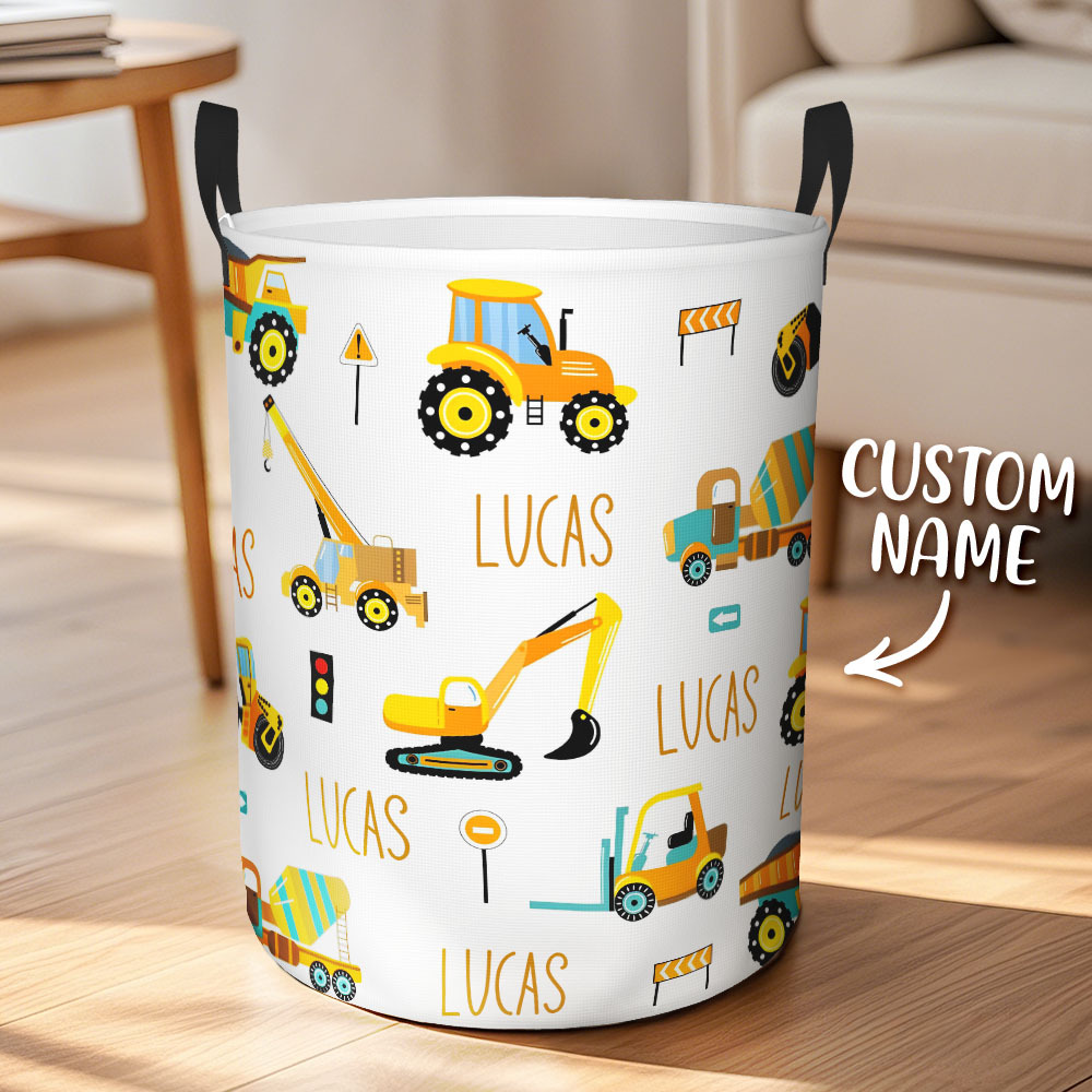 Custom Laundry Storage Basket with Trucks and Dinosaurs for Children
