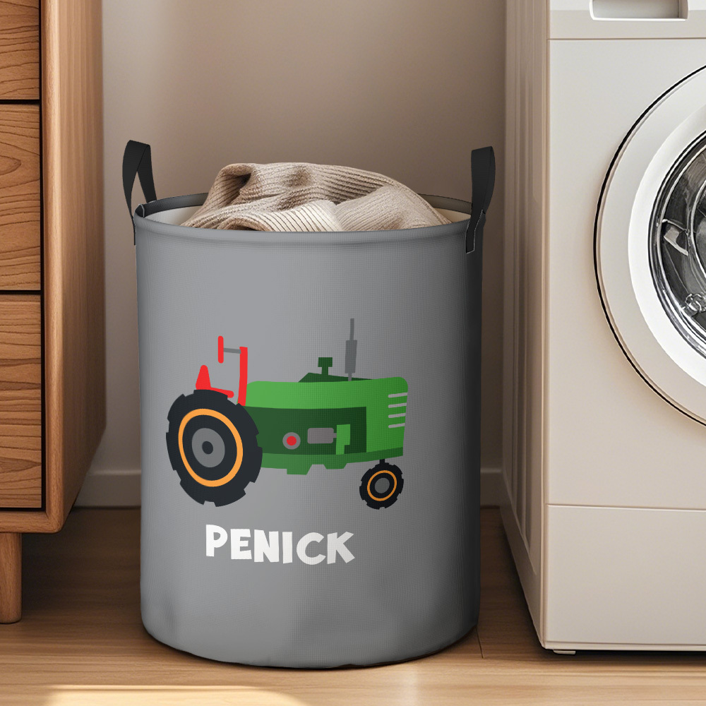 Personalized Work Vehicles Construction Trucks High Capacity Storage Basket with Name for Boys Girls Truck Lover