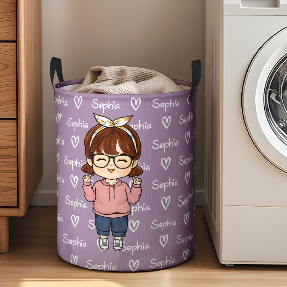 Personalized Cartoon Character Name Laundry Storage Basket Gift for Kids