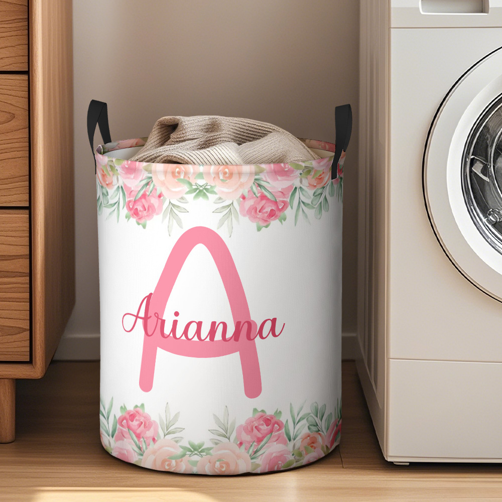Custom Laundry Storage Basket Waterproof Custom Name and Initials Housewarming Gift
