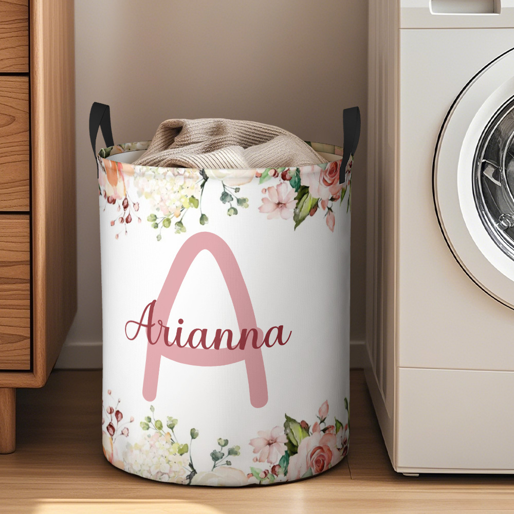 Custom Laundry Storage Basket Waterproof Custom Name and Initials Housewarming Gift