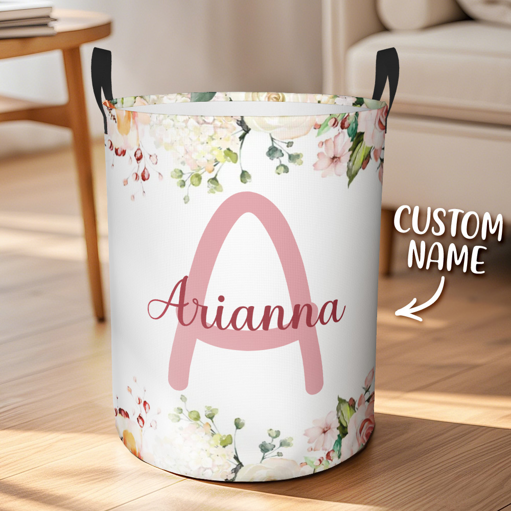 Custom Laundry Storage Basket Waterproof Custom Name and Initials Housewarming Gift