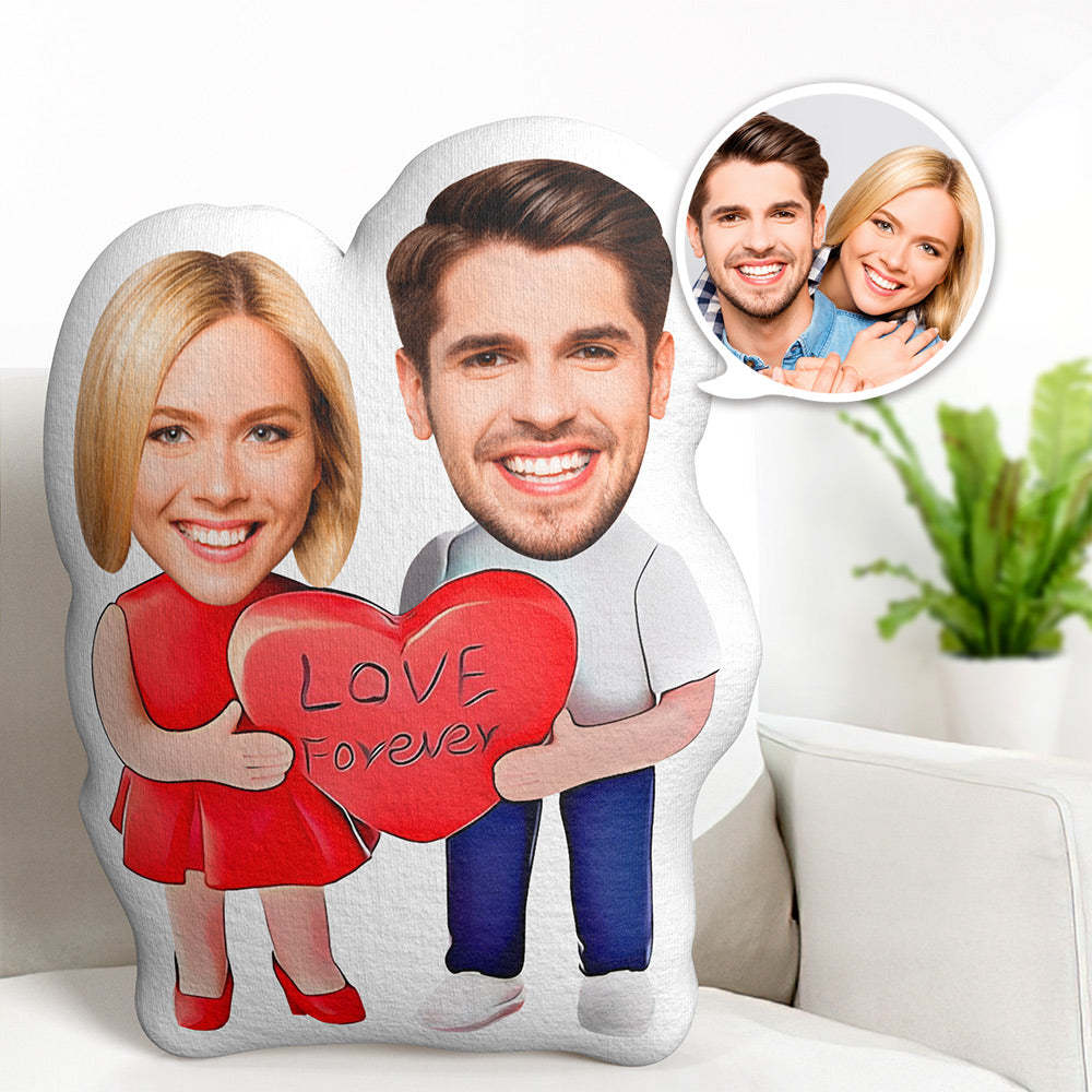 Custom Q Version Couple Minime Throw Pillow Personalized Heart Photo Minime Pillow Valentine's Day Gifts - Get Photo Blanket