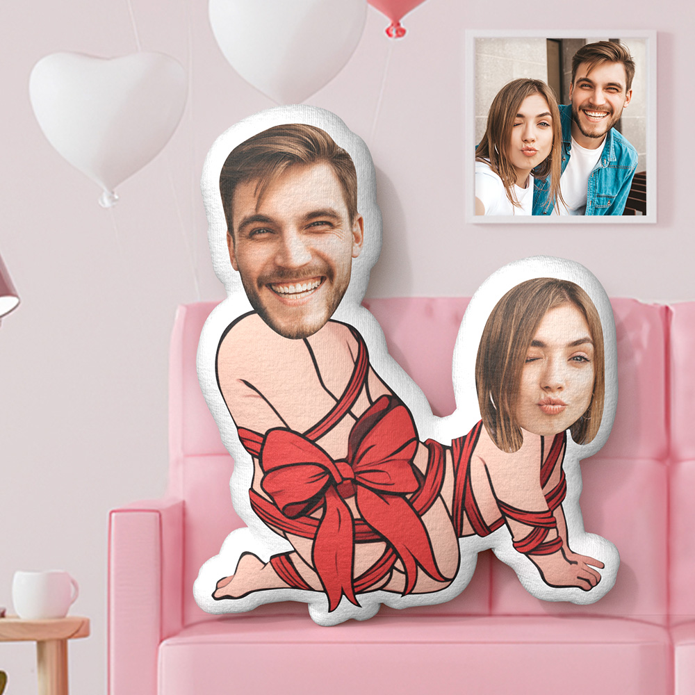 Custom Valentine's Day Gifts Face Pillow Bow Tie Couple Pillow
