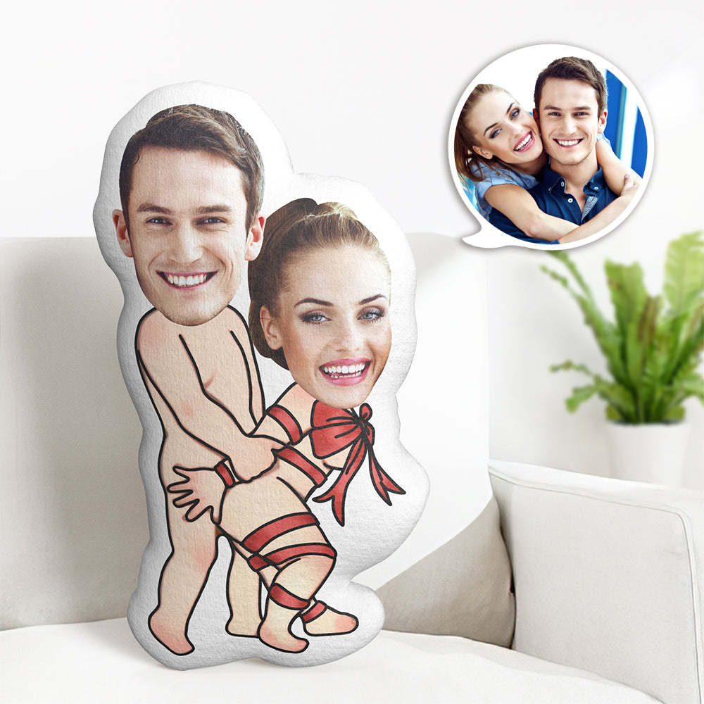 Custom Couple Pillow Valentine's Day Gifts Face Pillow Bow Tie - Get Photo Blanket