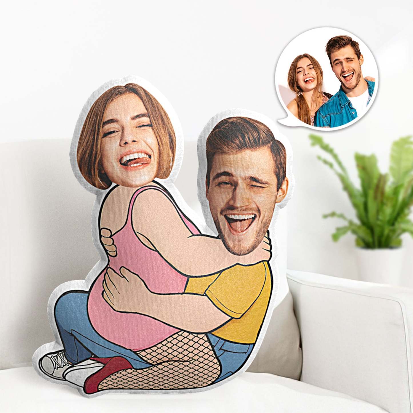 Custom Couple Pillow Valentine's Day Gifts Face Pillow Black Stockings And Sport Guys