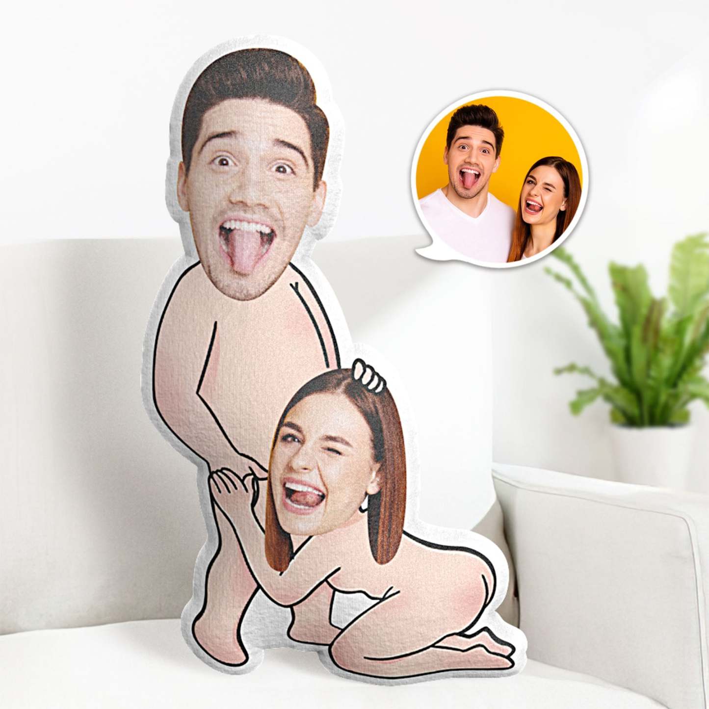 Custom Couple Pillow Valentine's Day Gifts Face Pillow Kneeling Couple