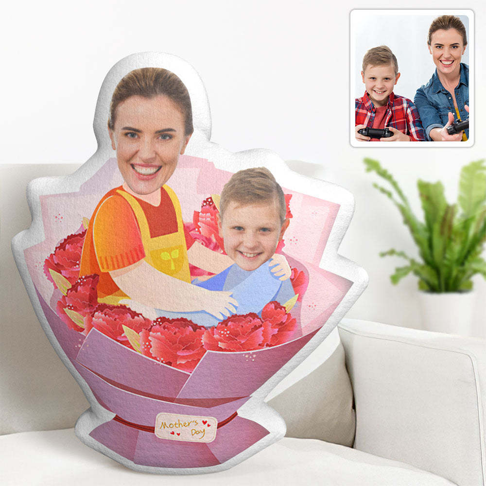 Custom Photo Face Pillow Mother's Day Flower Face Pillow Happy Mother's Day - Get Photo Blanket