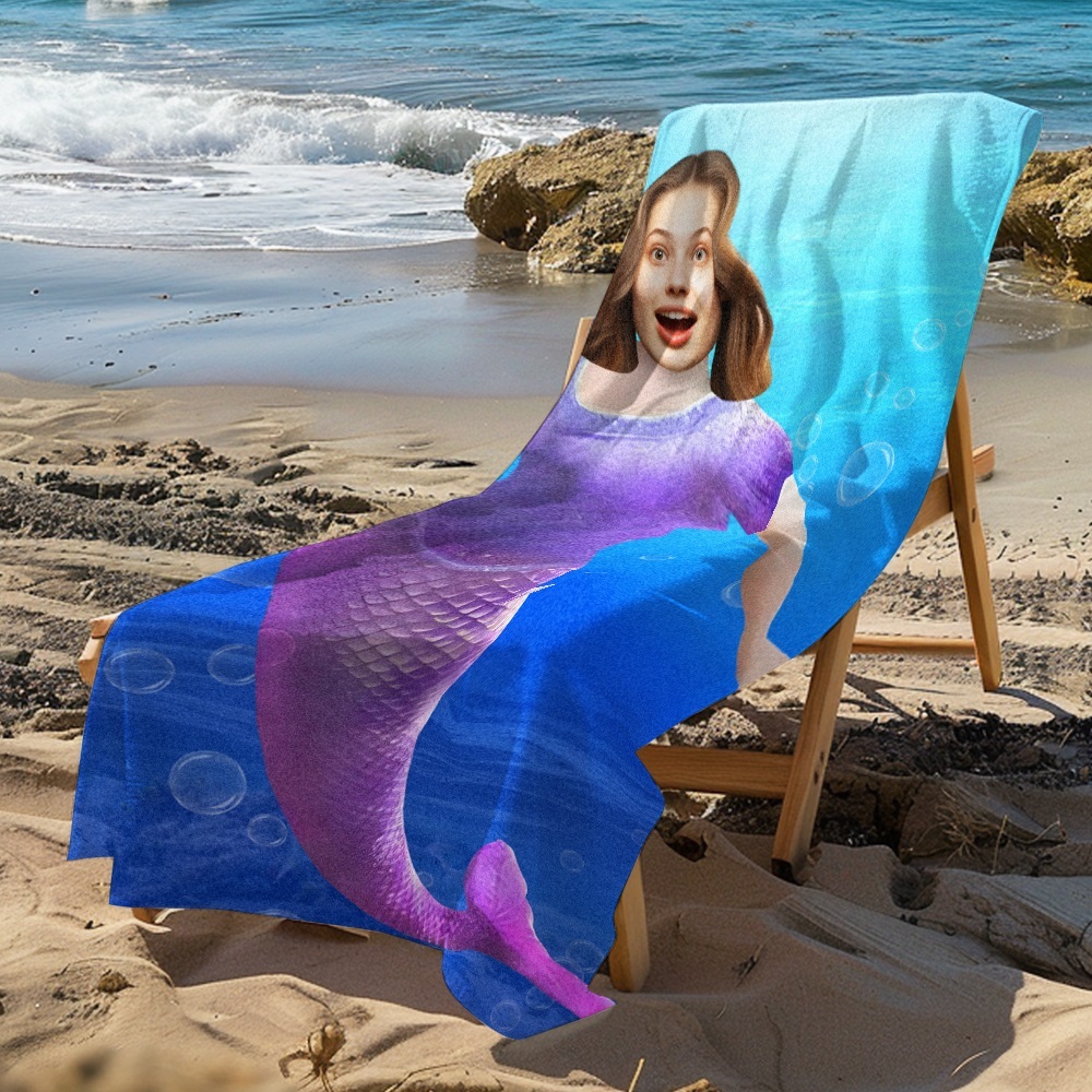 Custom Photo Face Beach Towel Personalized Towel Shark Best Gift for Kid