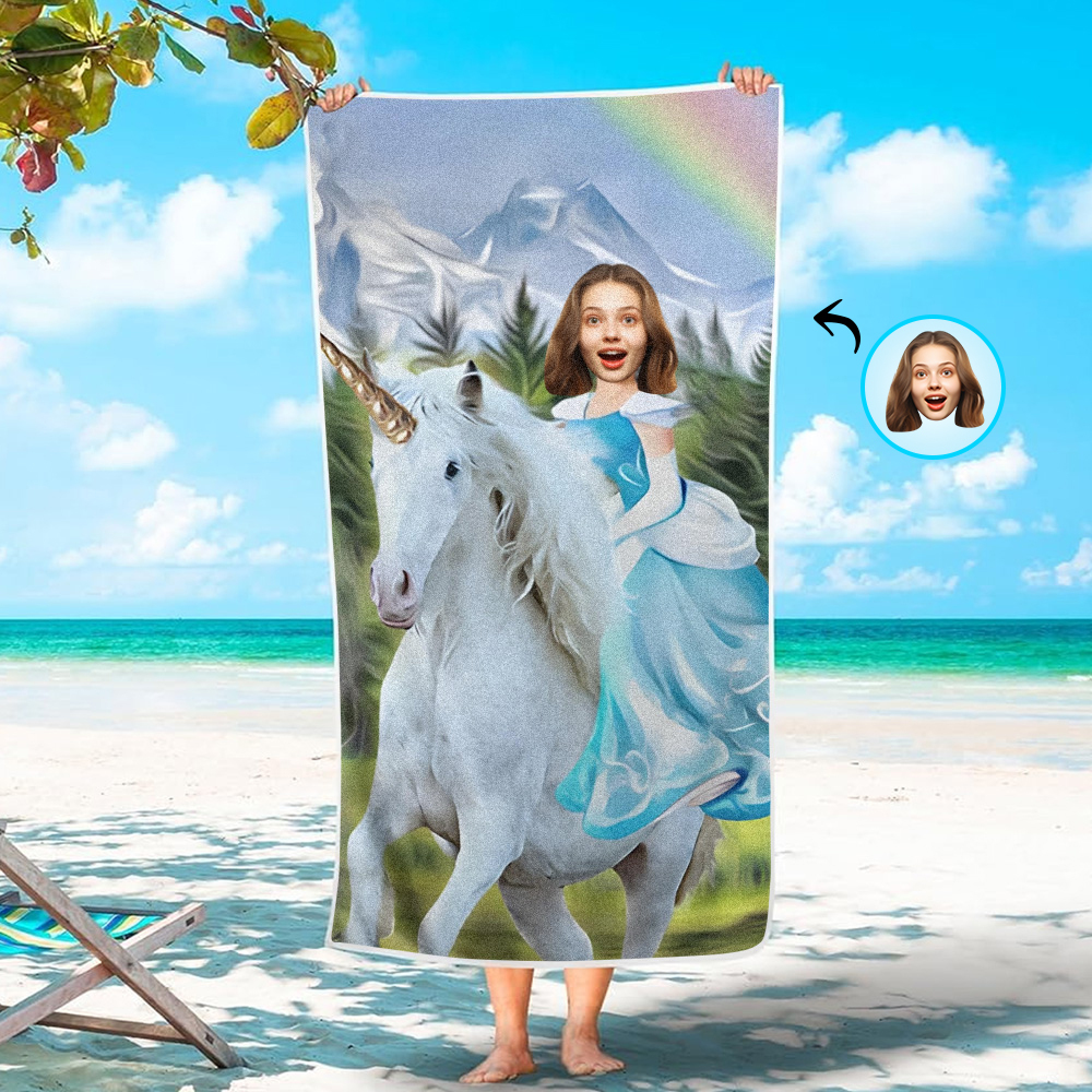 Custom Photo Face Beach Towel Personalized Towel Shark Best Gift for Kid