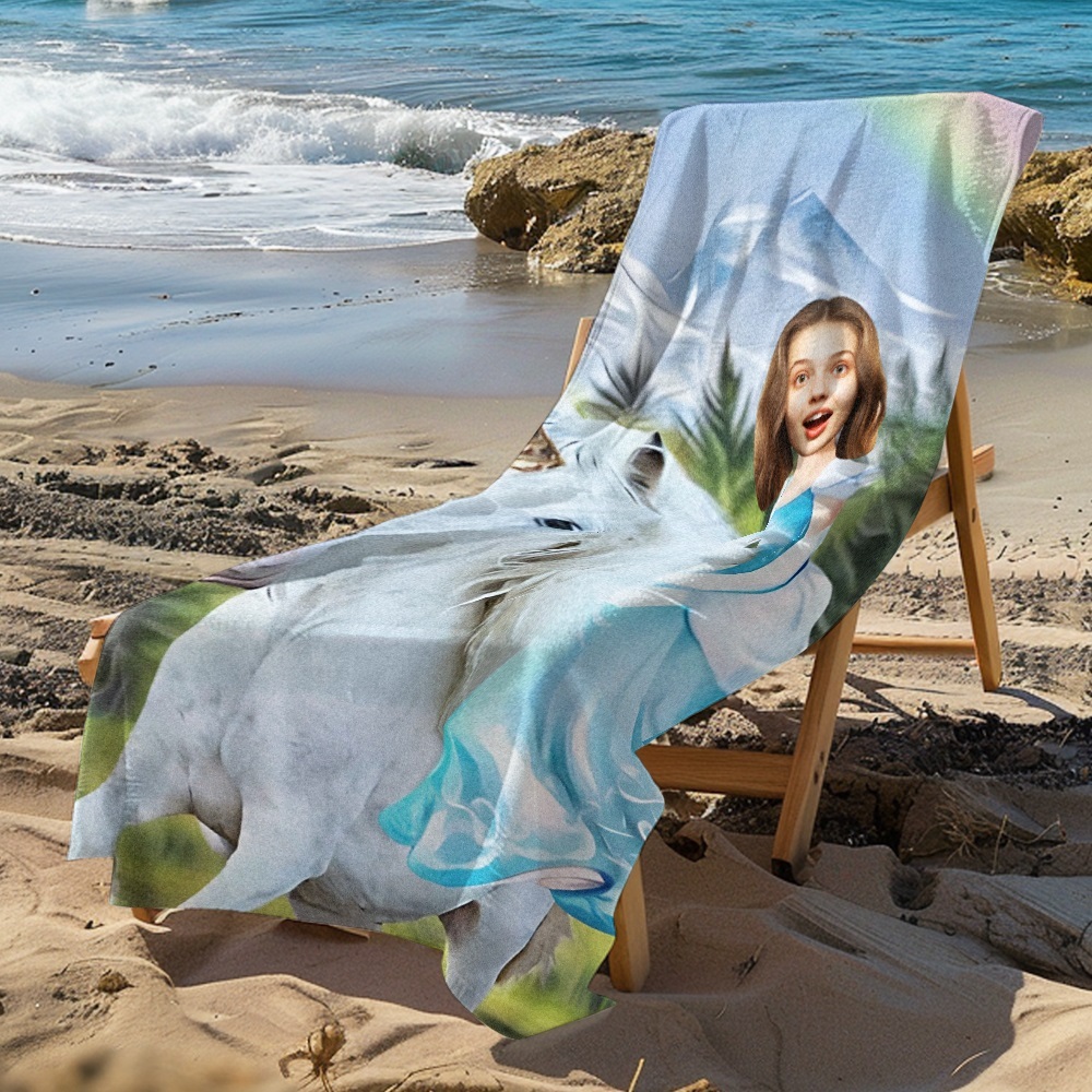 Custom Photo Face Beach Towel Personalized Towel Shark Best Gift for Kid