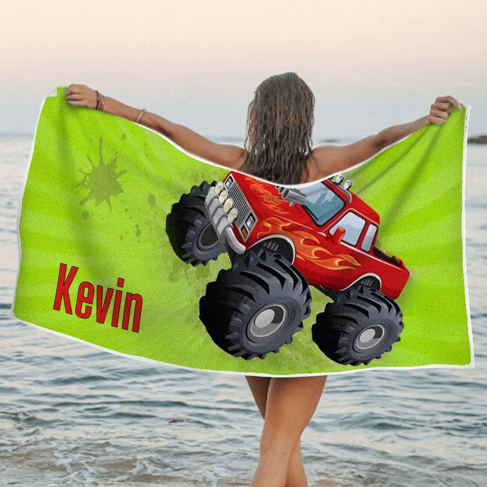 Custom Personalized Lovely Cartoon Car Beach towels for Summer & Beach