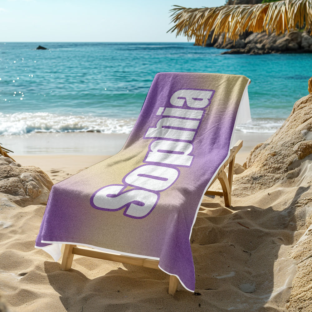 Custom Beach Towel Ombre Custom Name Beach Towel Personalized Gift Towel
