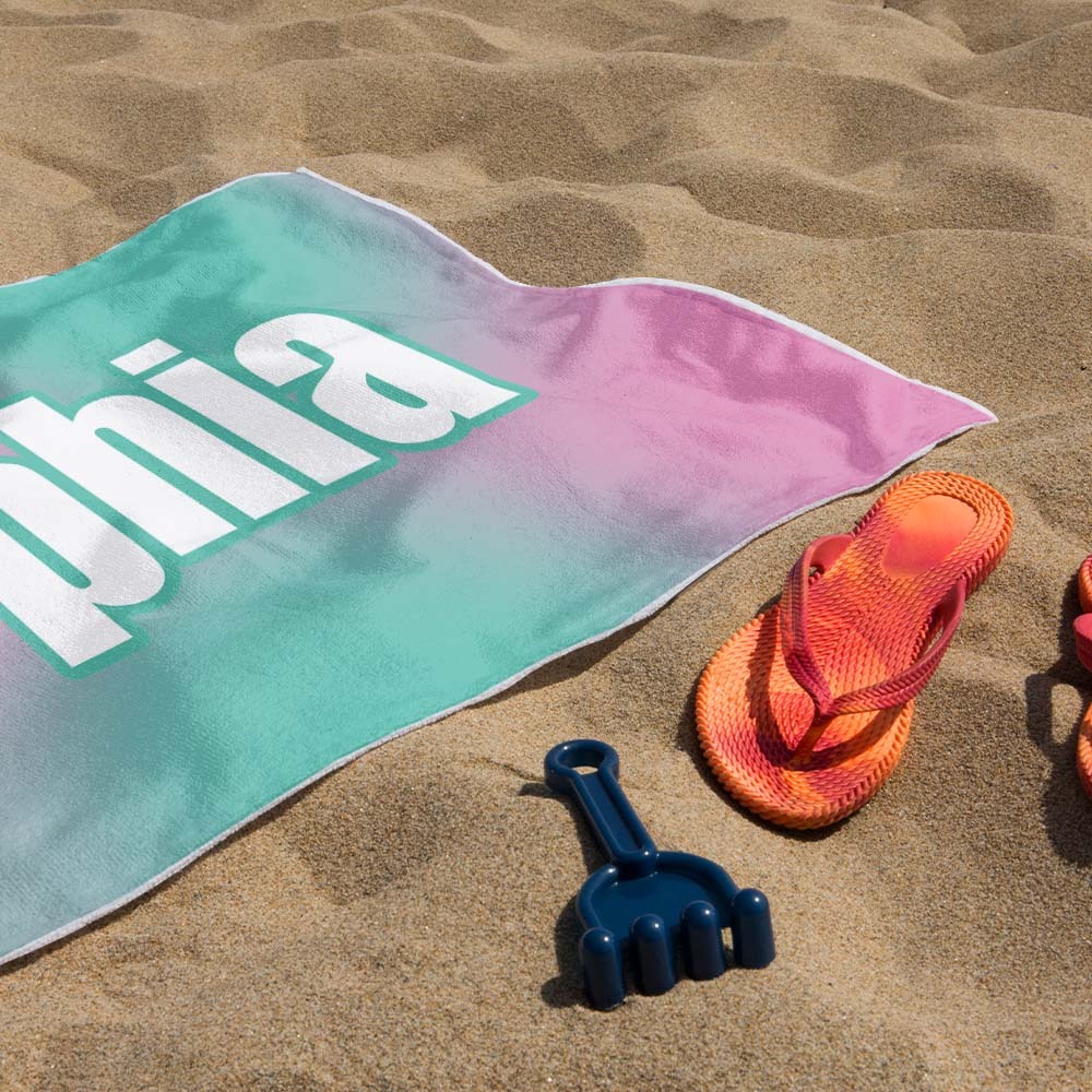 Custom Beach Towel Ombre Custom Name Beach Towel Personalized Gift Towel