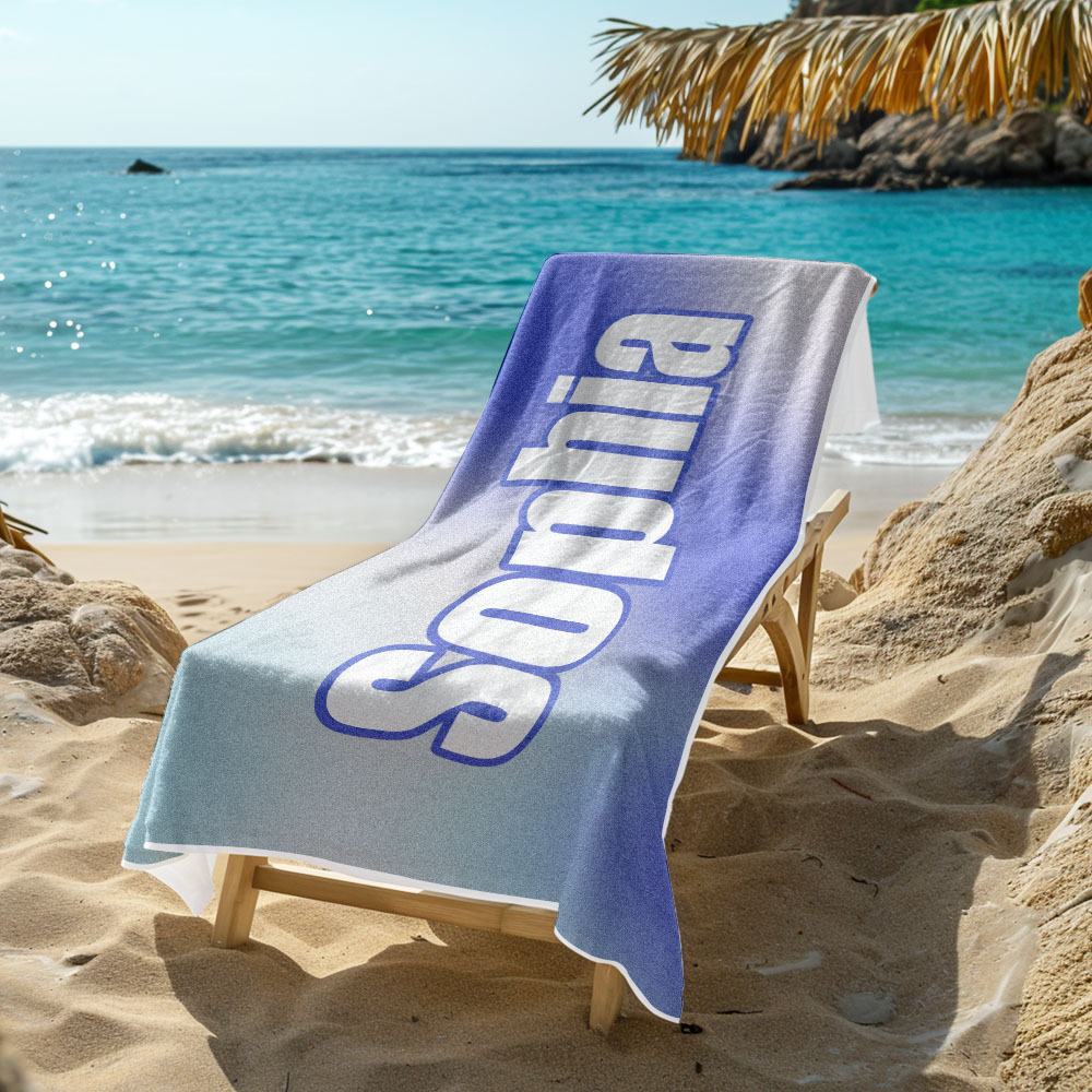 Custom Beach Towel Ombre Custom Name Beach Towel Personalized Gift Towel