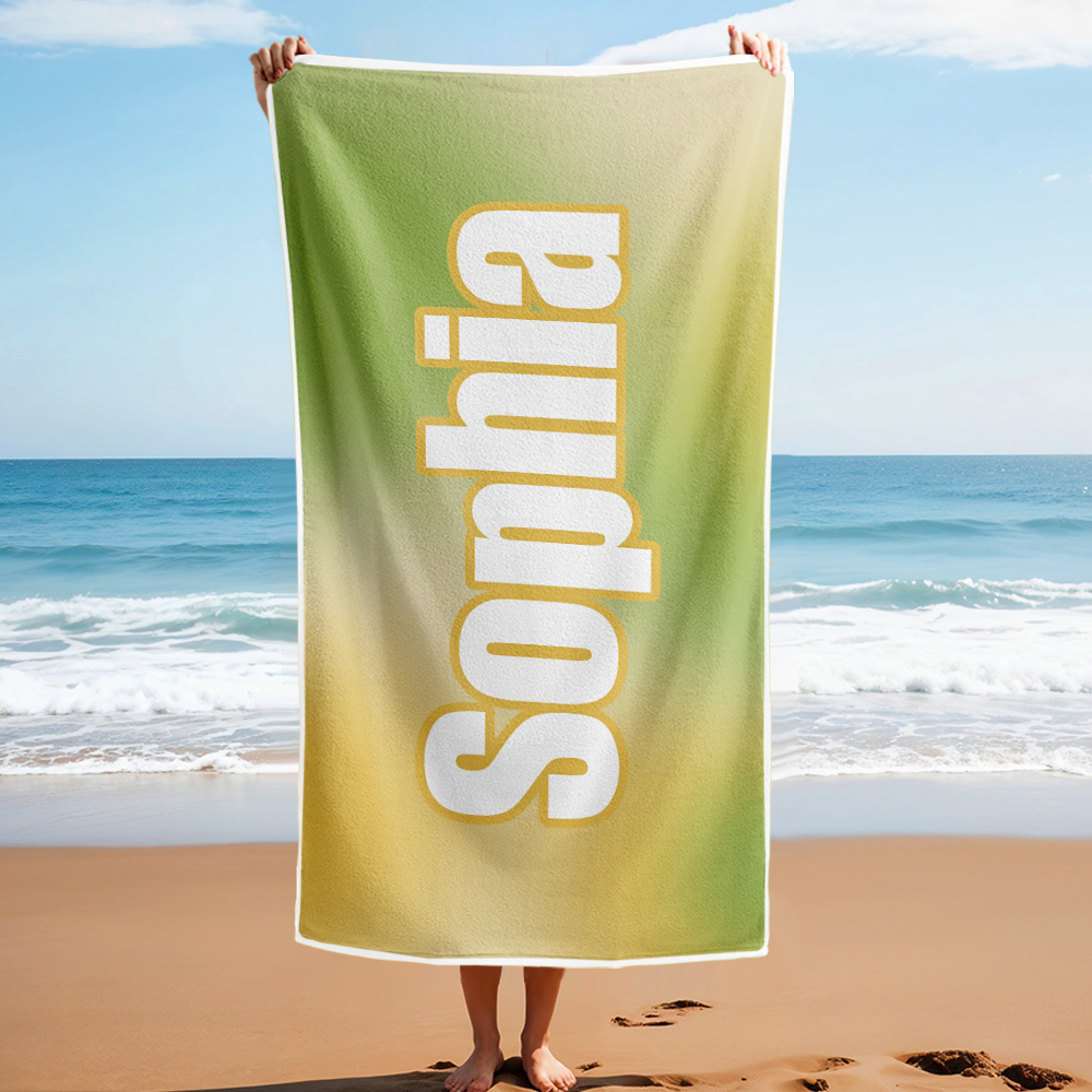Custom Beach Towel Ombre Custom Name Beach Towel Personalized Gift Towel